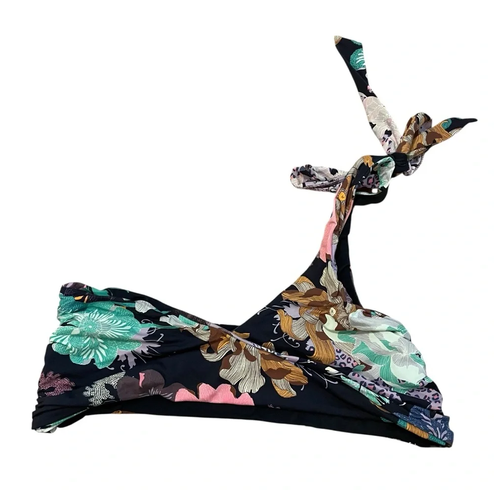 ANTHROPOLOGIE MAEVE Floral One-Shoulder Bikini Set Side Tie Size Large